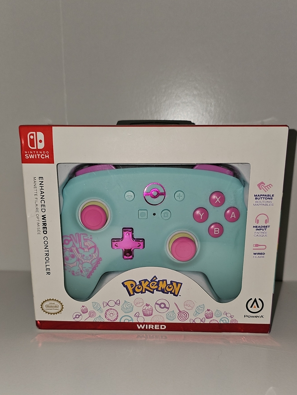 Nintendo Pokémon Enhanced Wired Controller - Mint & Pink 2023 New
